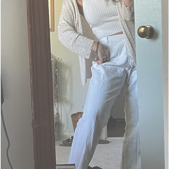 California White Linen Trousers - Picture 2 of 5